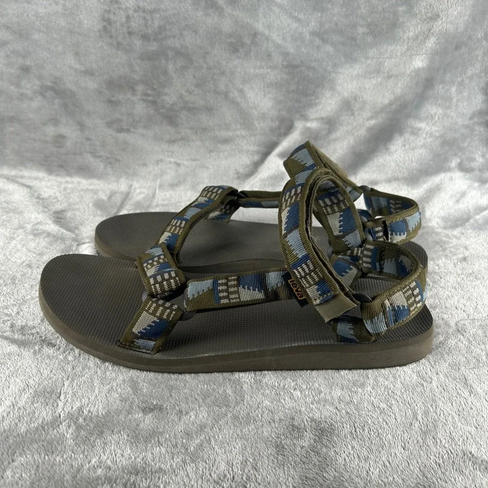 Teva Original Universal Men 12 Dark Olive Geometric Strap Sandals 1004006